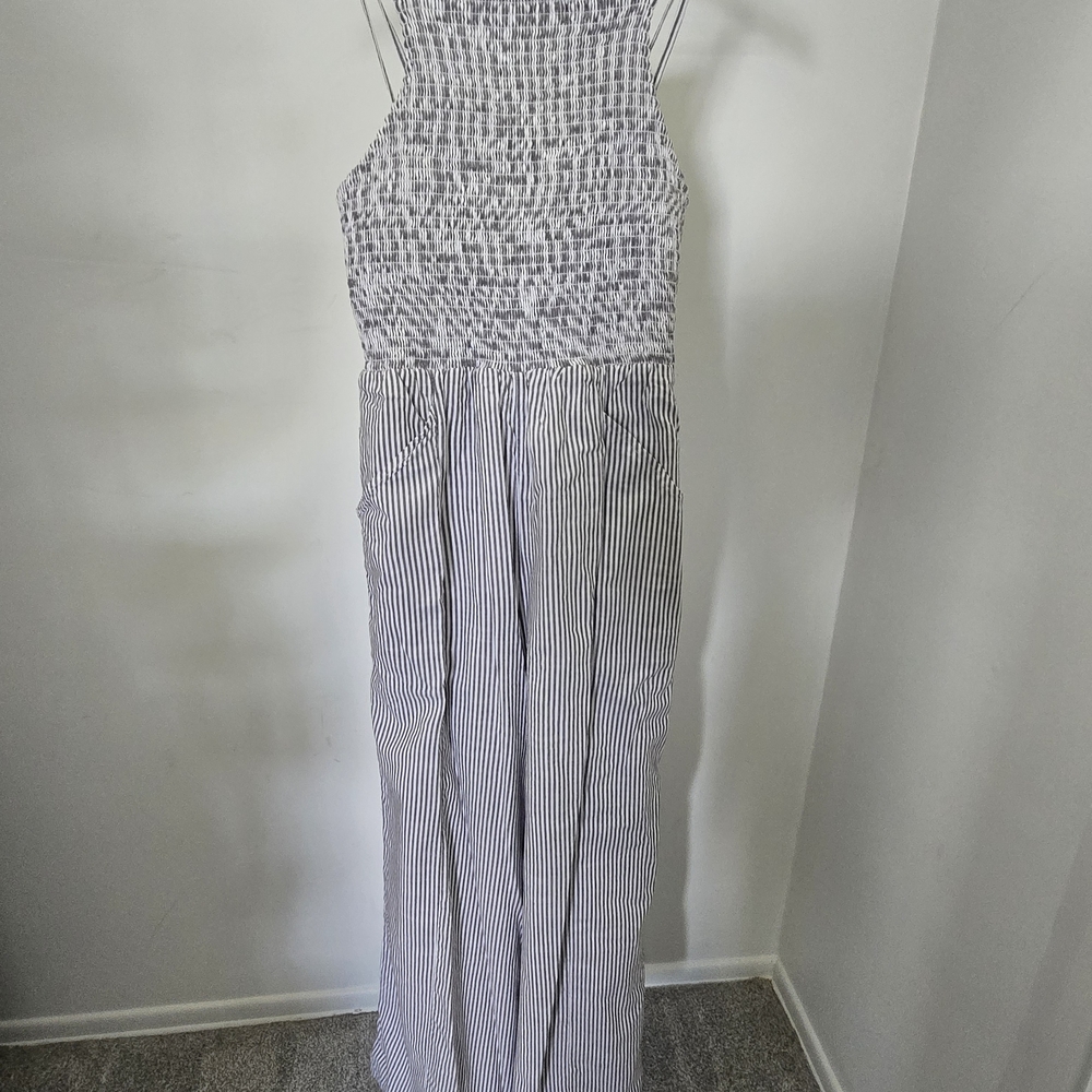 American Eagle Outfitters Black and White Striped Jumpsuit